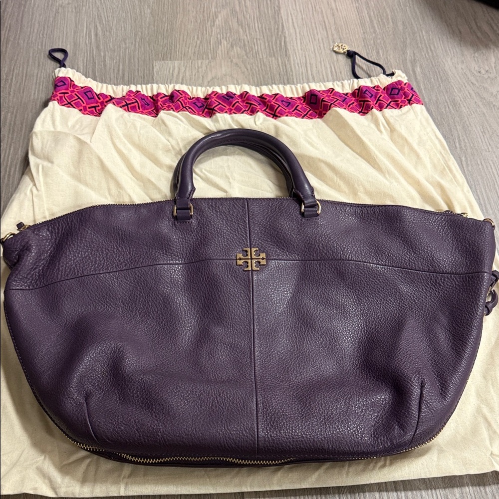 Like New Tory Burch Deep Purple Satchel Bag